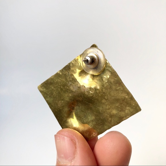 Vintage | Hammered Metal Statement Stud Earrings - Picture 4 of 10